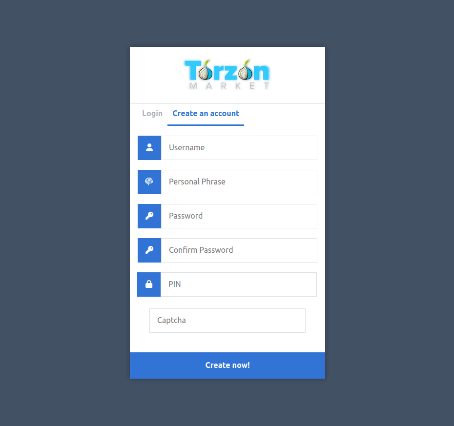 Registration Interface - Create secure account